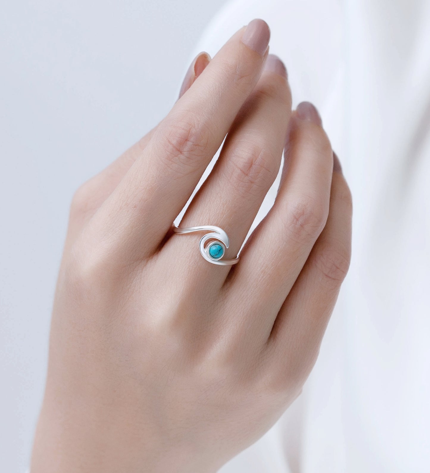 Sterling Silver Waves on Blue Ring