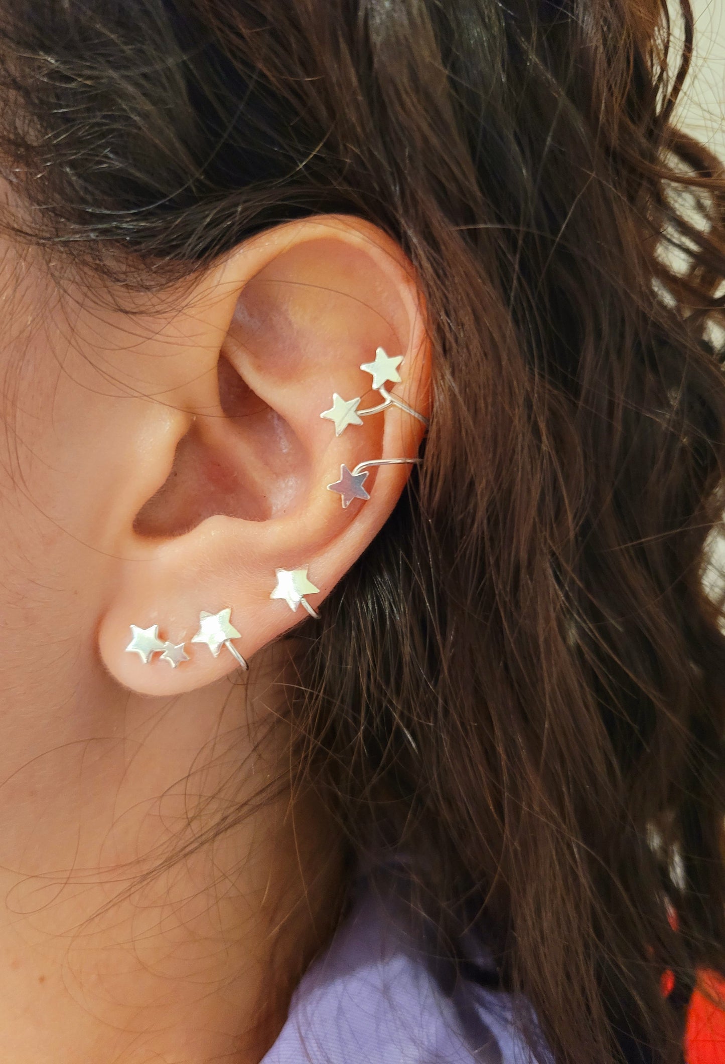 Sterling Silver 3 Star Cuff