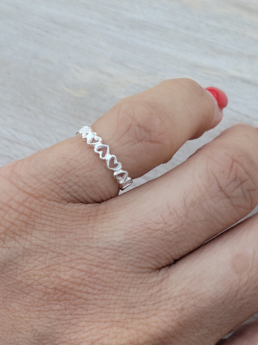 Sterling Silver Hearts Pinky & Toe Ring