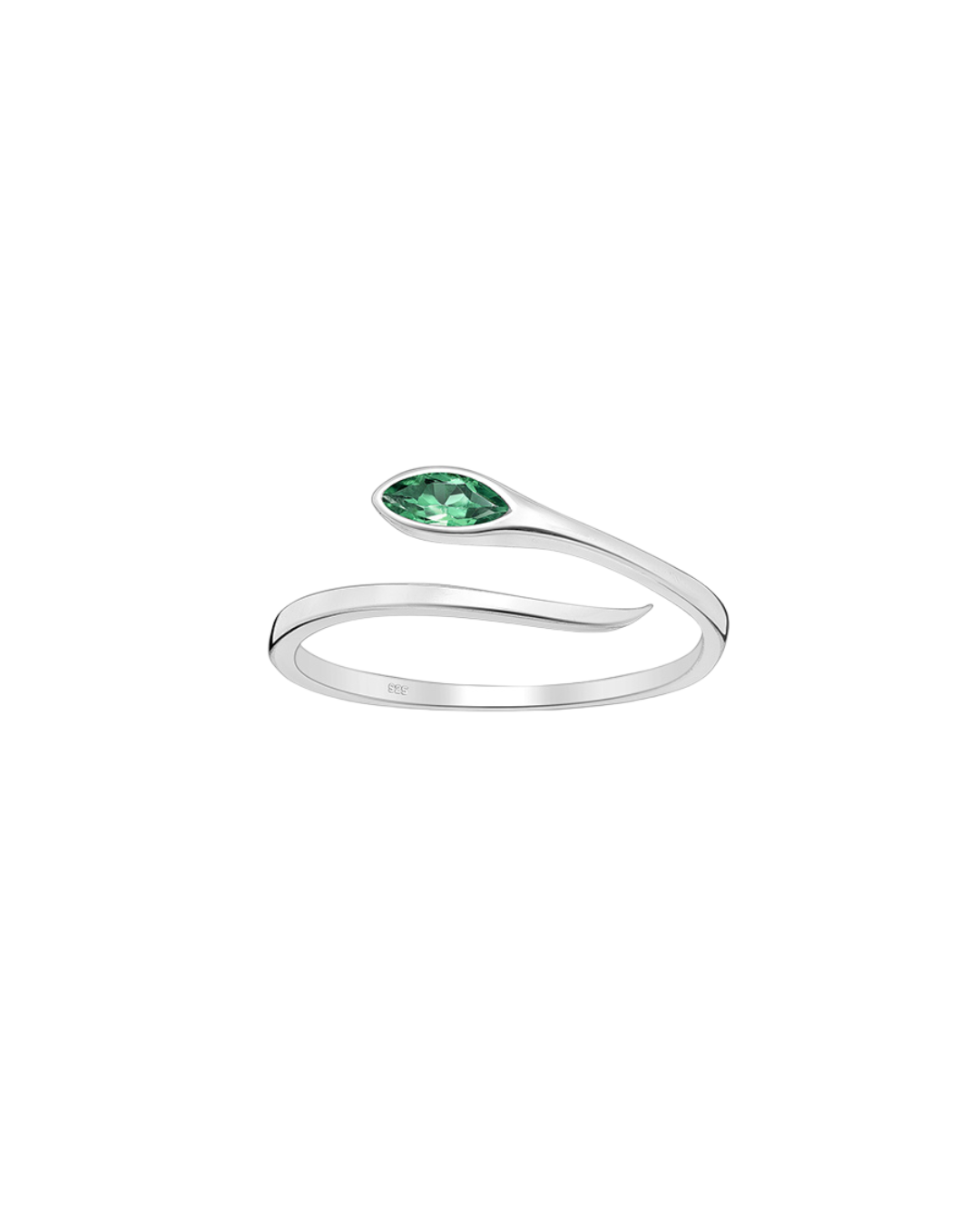 Sterling Silver Snake Cz Eye Ring