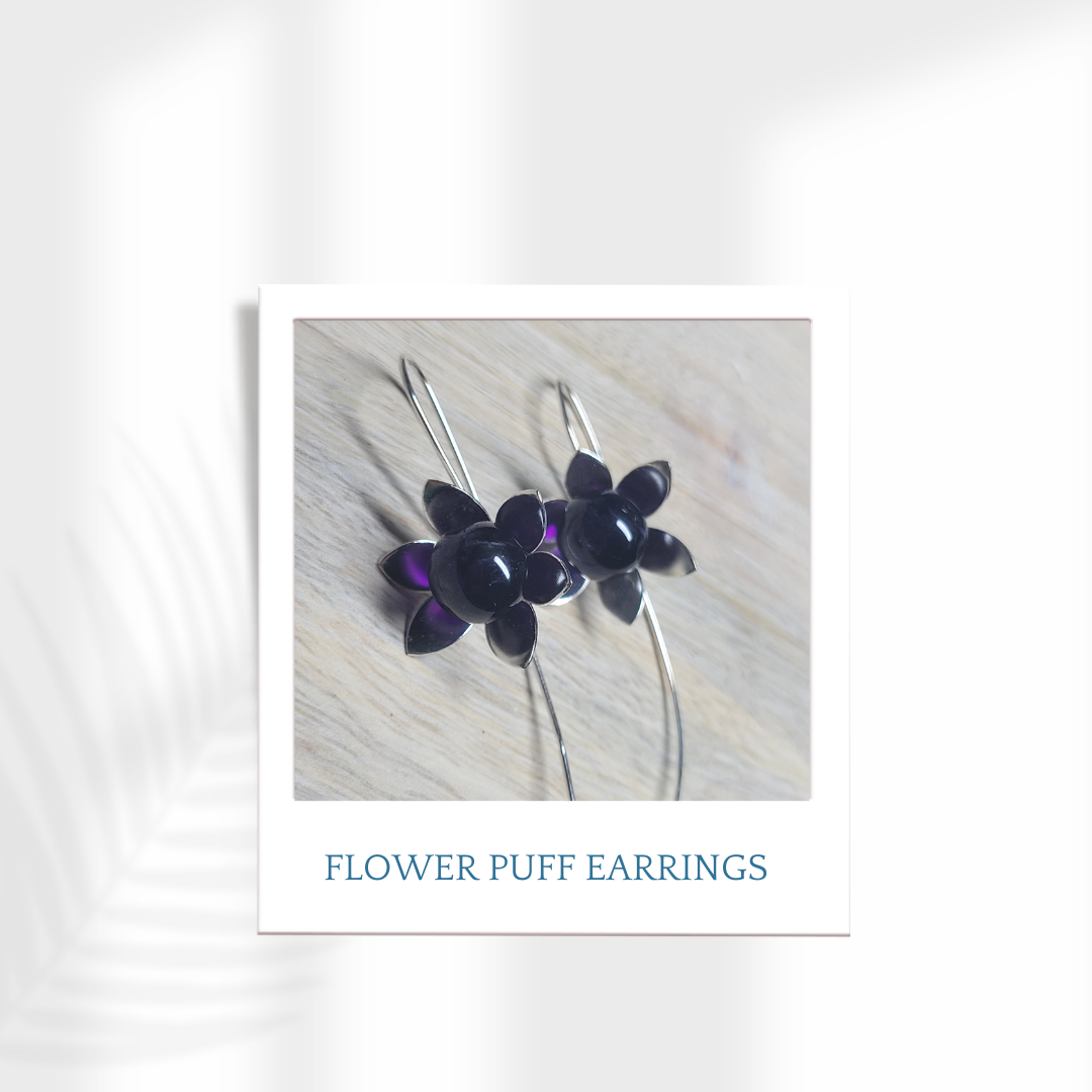 Sterling Silver Flower Art Earrings
