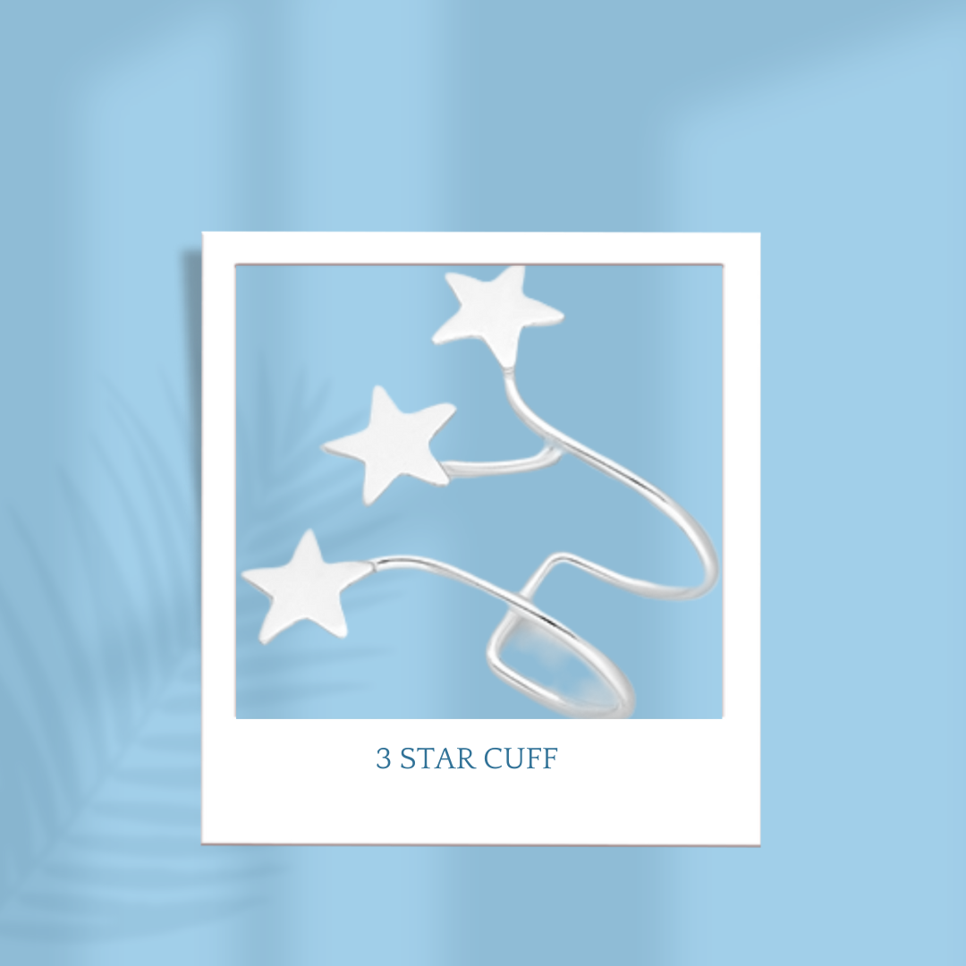 Sterling Silver 3 Star Cuff