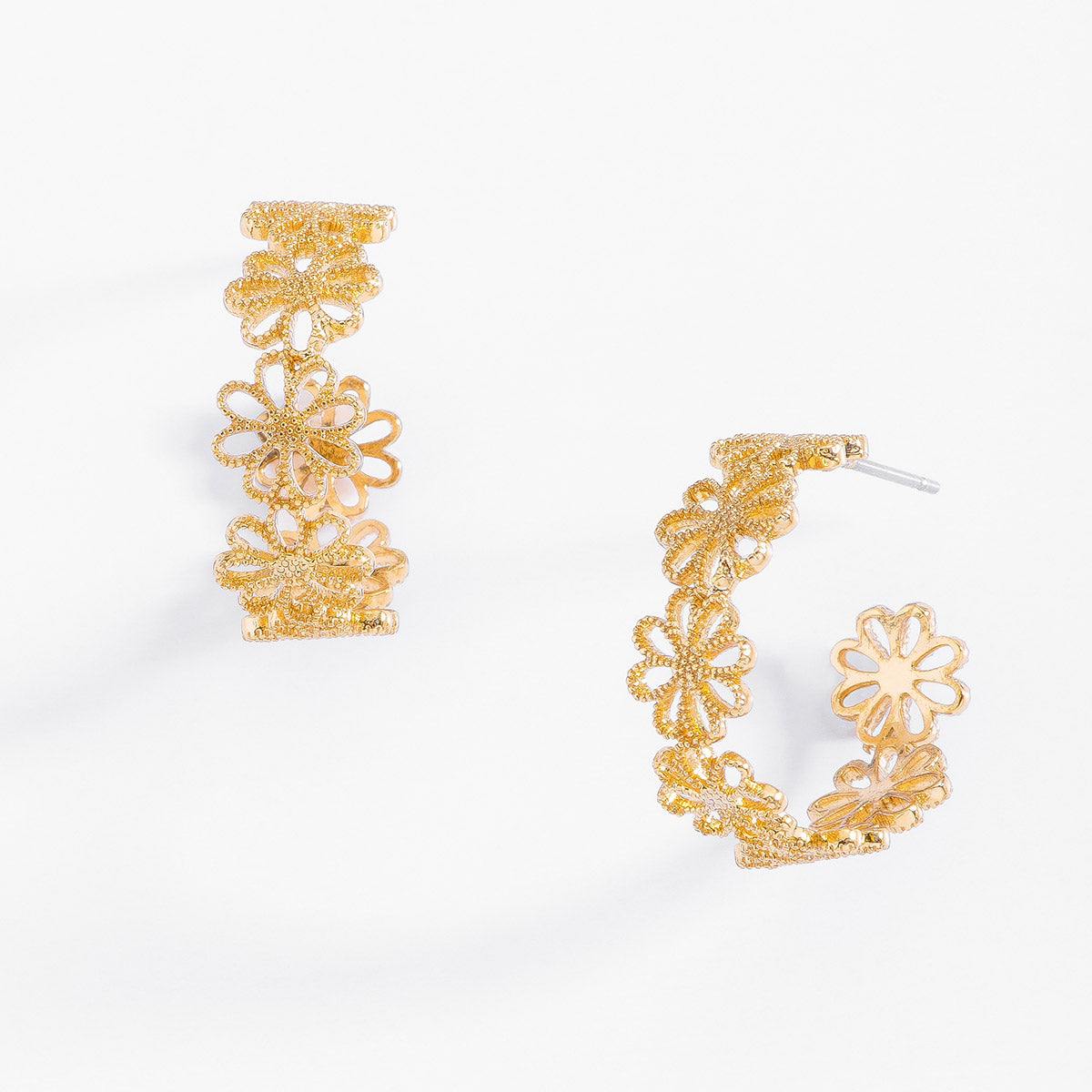 Floral Wreath Gold Hoops