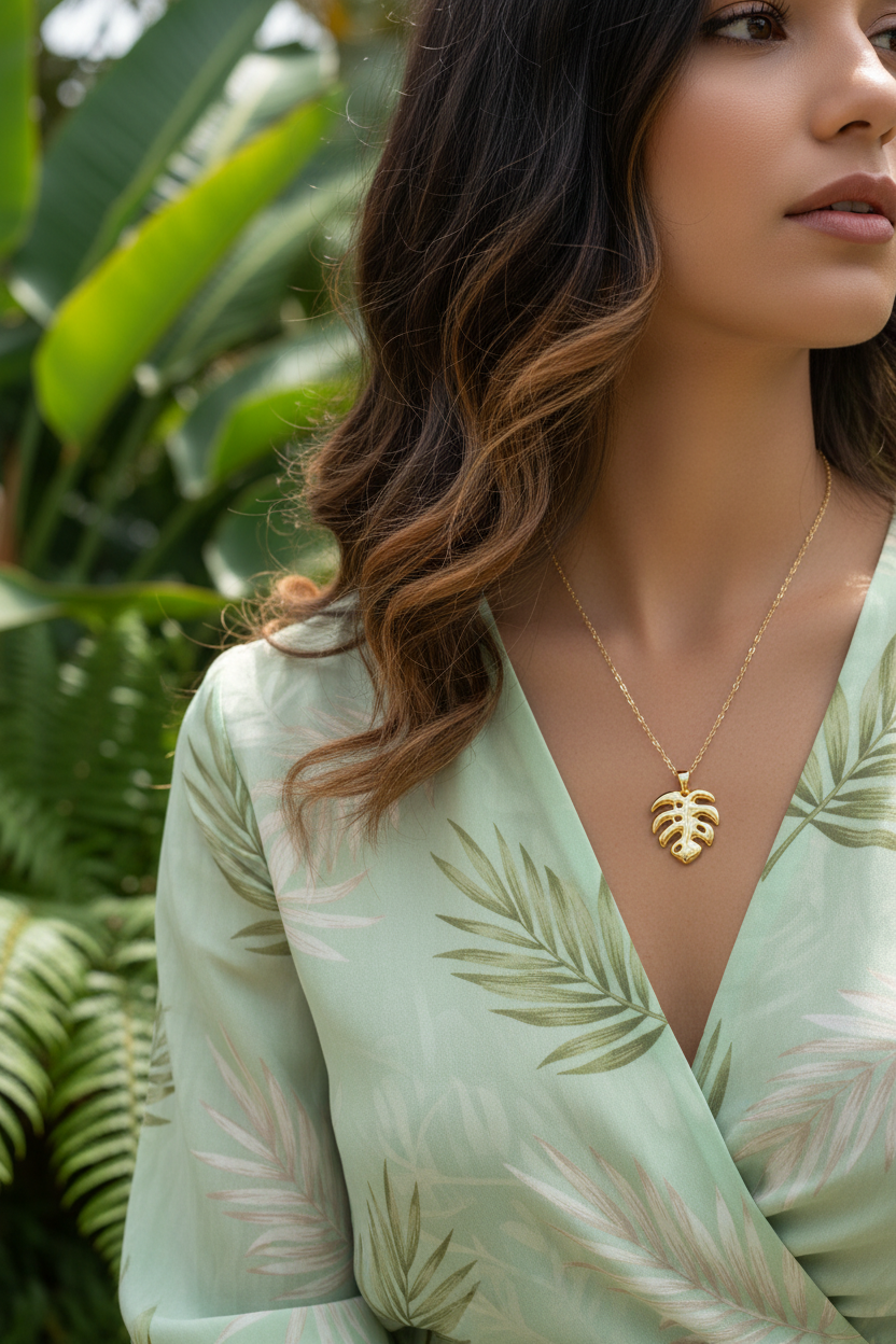 Monstera Tropical Necklace