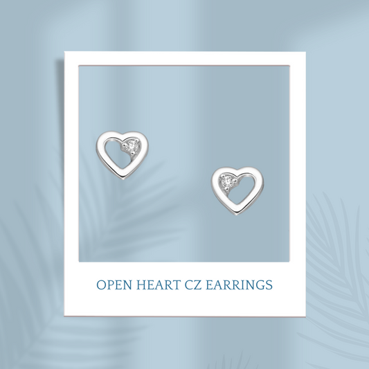 Sterling Silver Open Hearts CZ Earrings