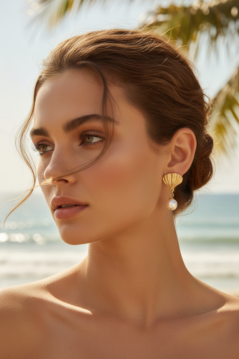 Shell Glow Golden Earrings