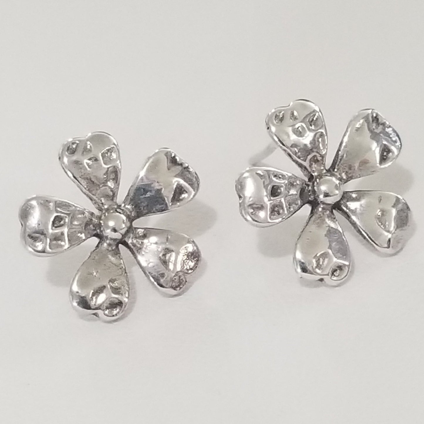 Sterling Silver Love Flower Earrings