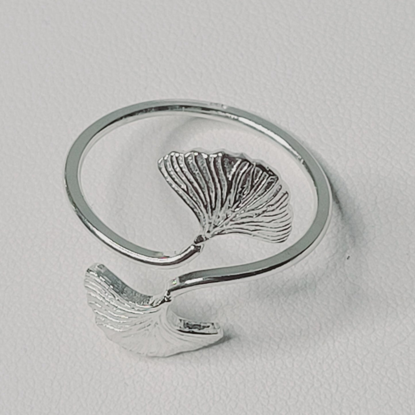 Sterling Silver Leaf Ginkgo Rings #20-2