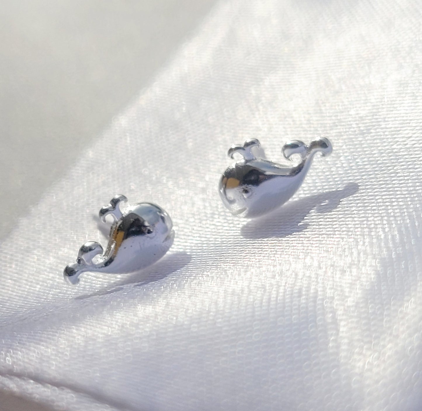 Sterling Silver Whale Studs