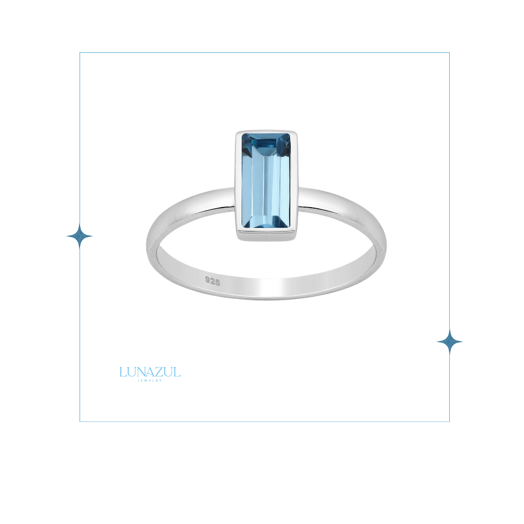 Sterling Silver Blue Crystal Ring