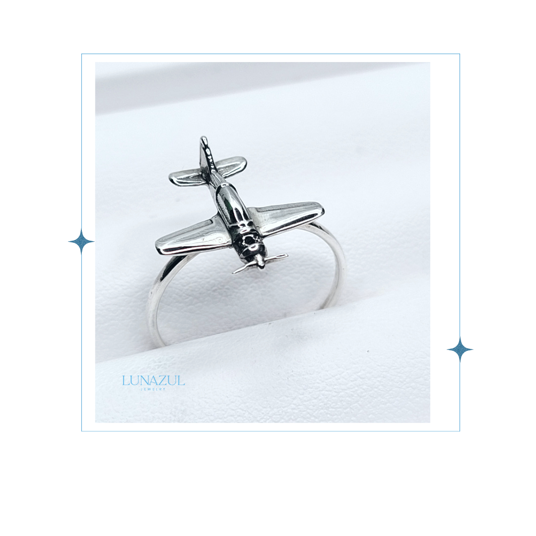 Sterling Silver Airplane Vintage Ring #01-02