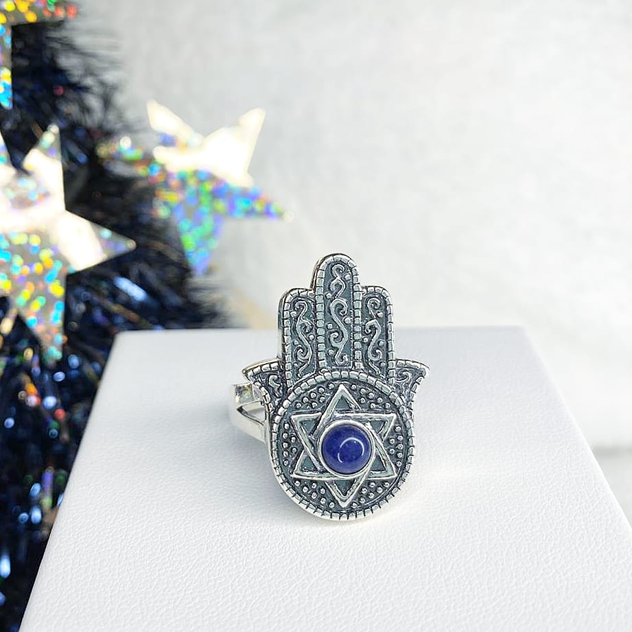 Sterling Silver Fatimah Hands Ring