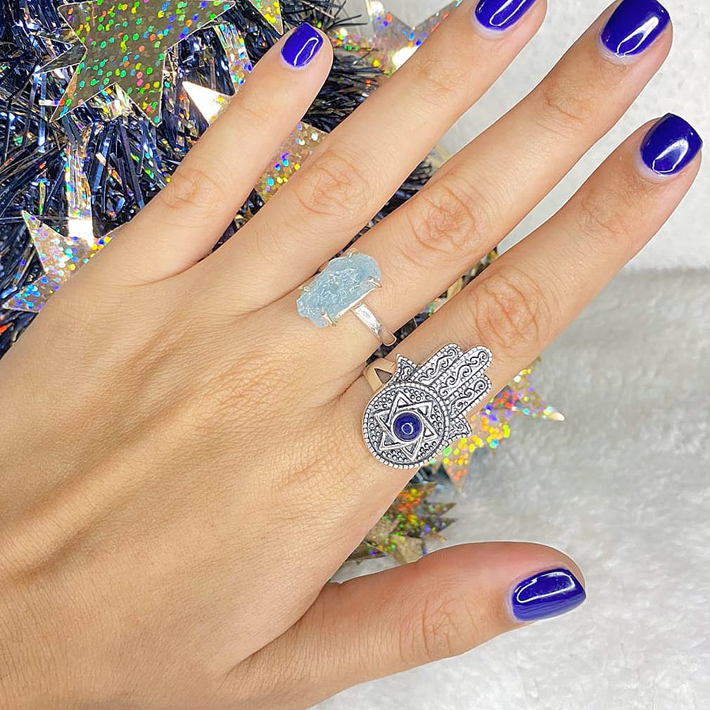 Sterling Silver Fatimah Hands Ring