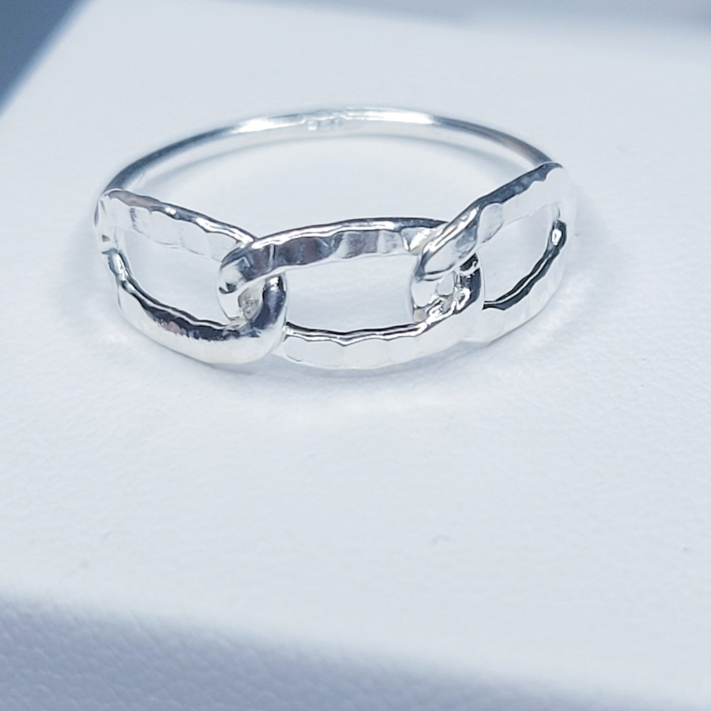 Sterling Silver Links Hammered Rings