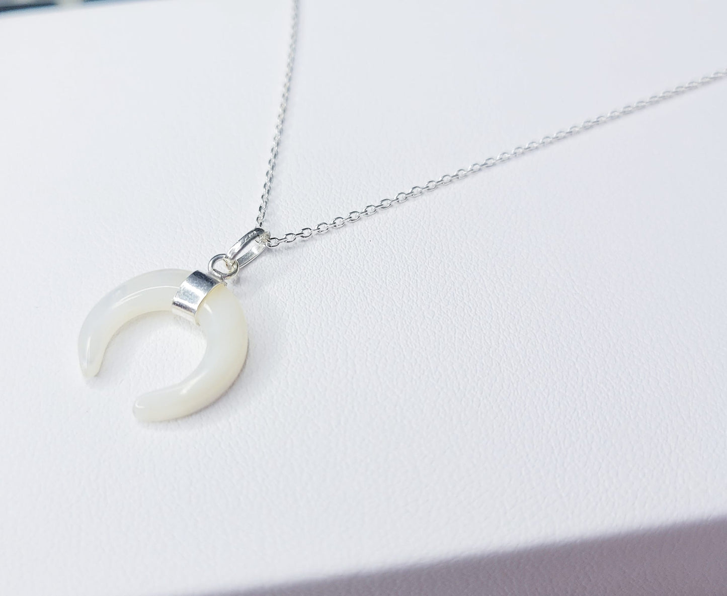 White Moon Necklace (shell moon)