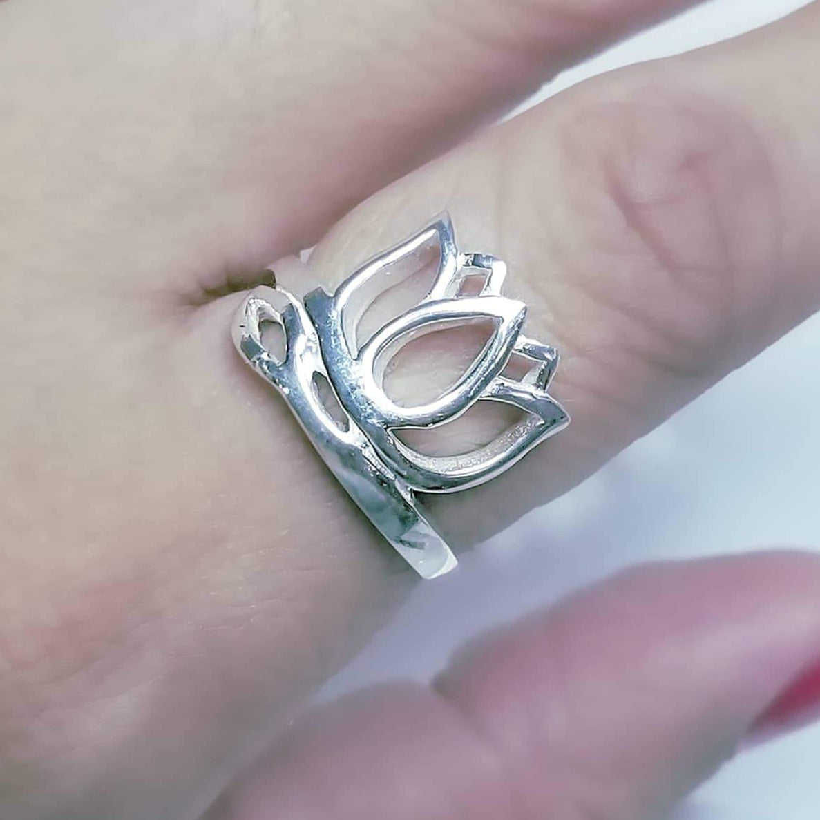 Sterling Silver Lotus Flower Ring #29-2