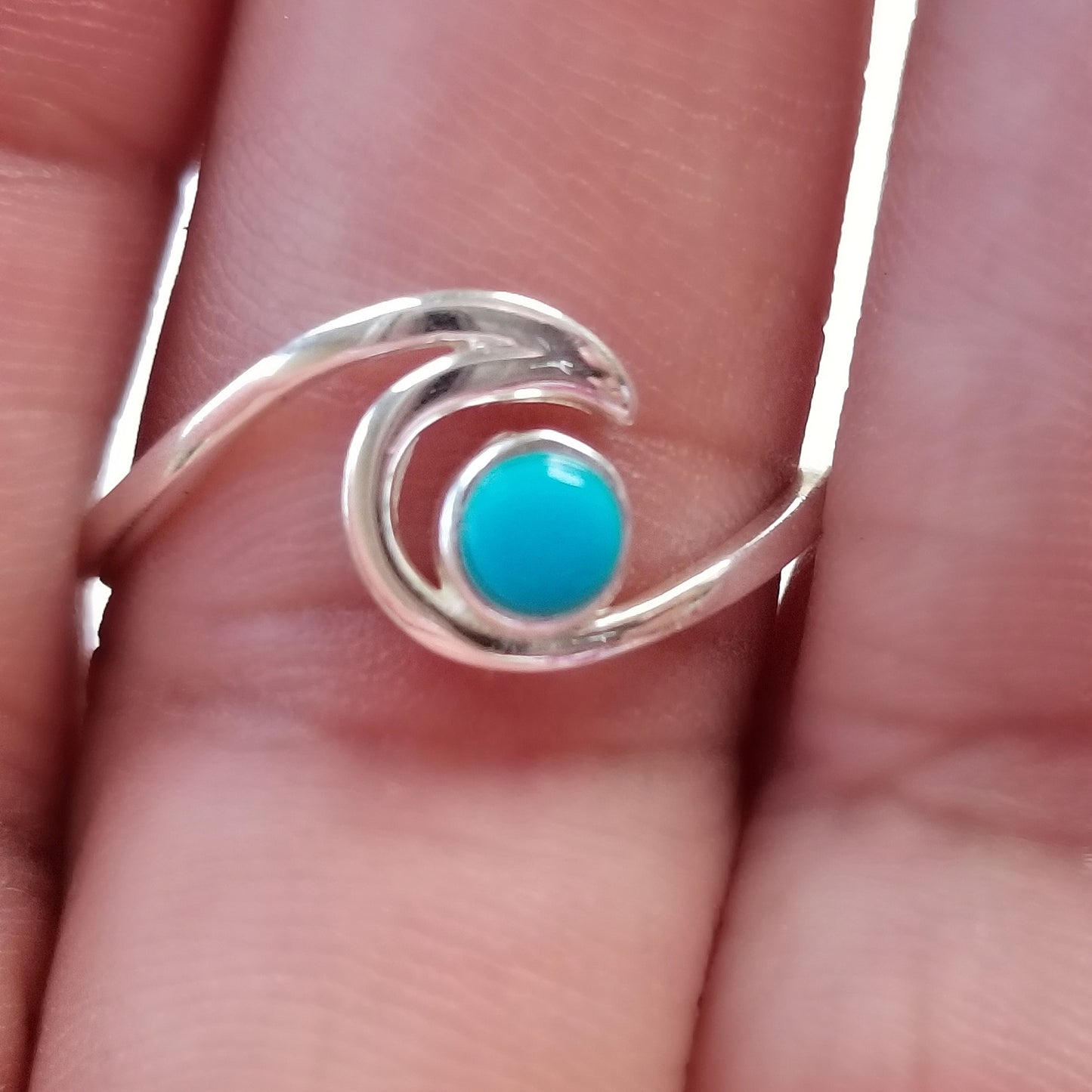 Sterling Silver Waves on Blue Ring