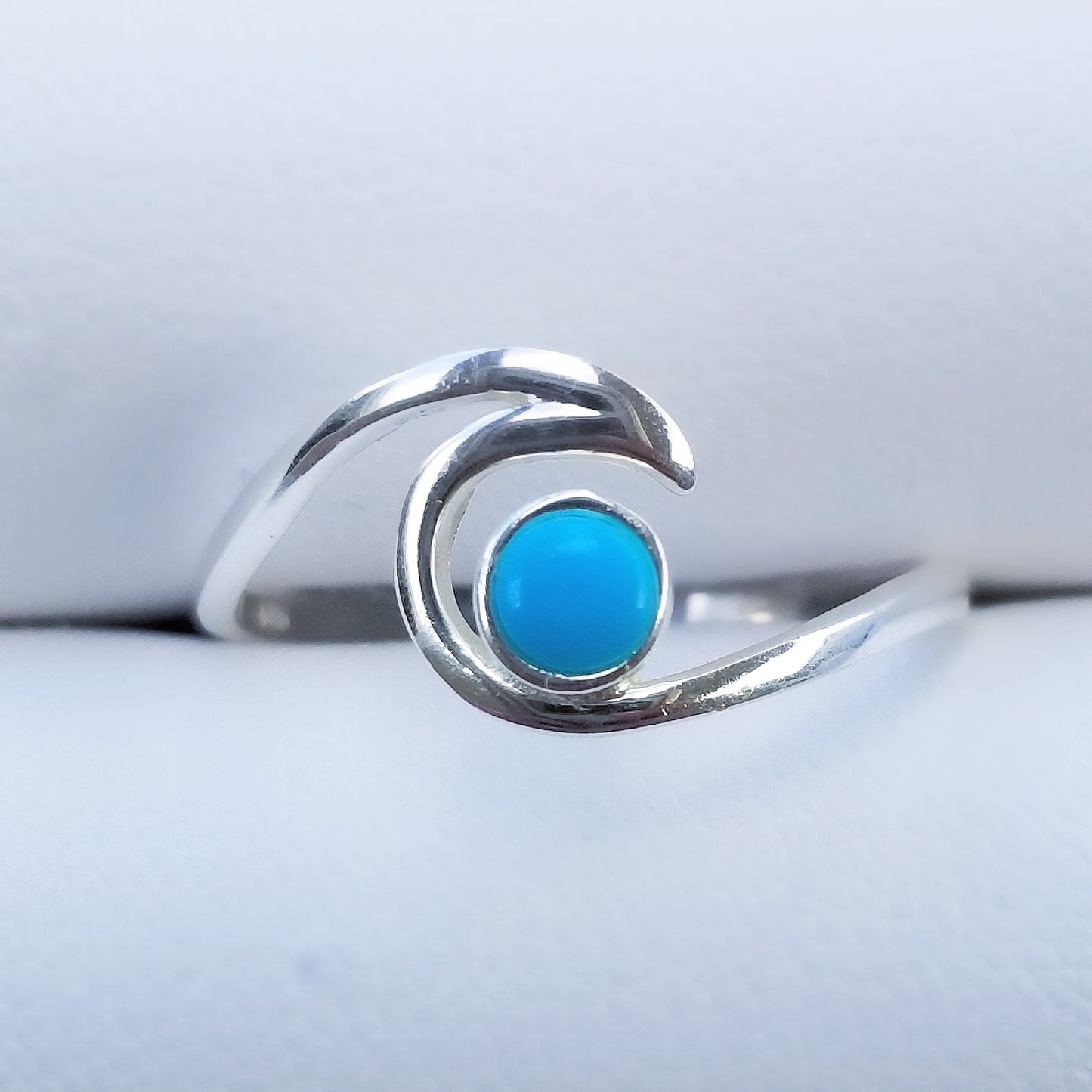 Sterling Silver Waves on Blue Ring