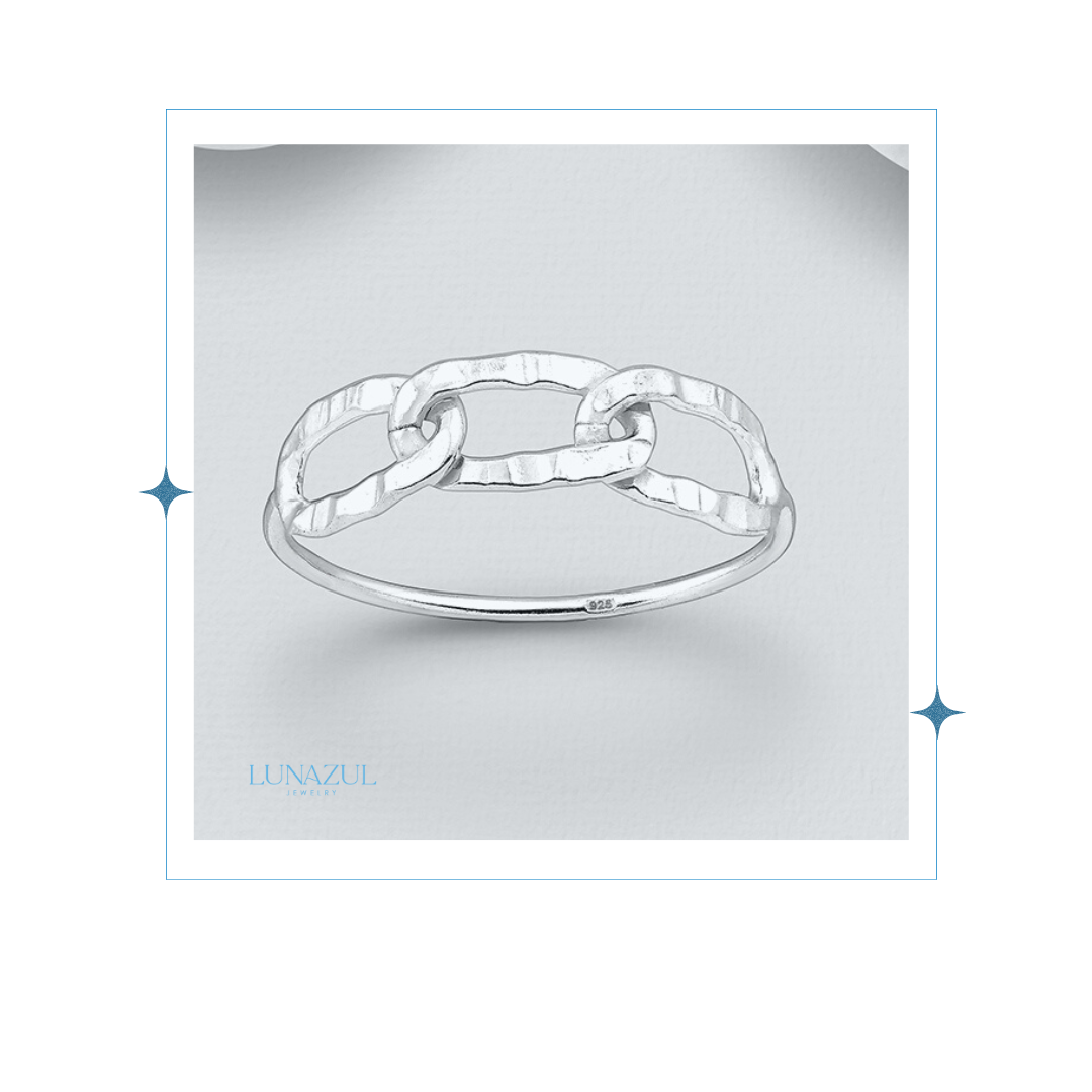 Sterling Silver Links Hammered Rings