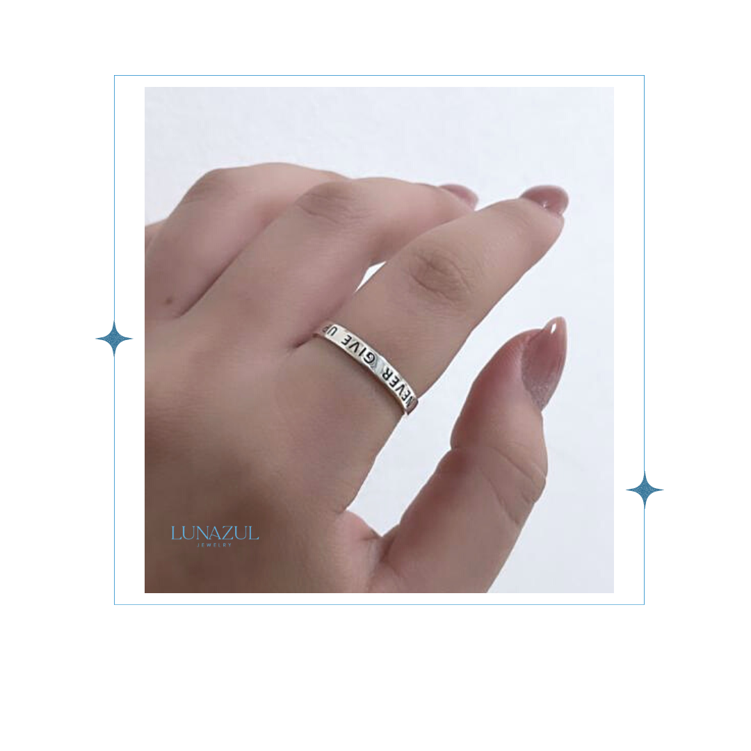 Sterling Silver "Never Give Up" Ring #55-2