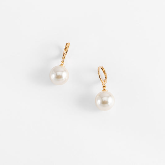 Faux Pearl Golden Hoops