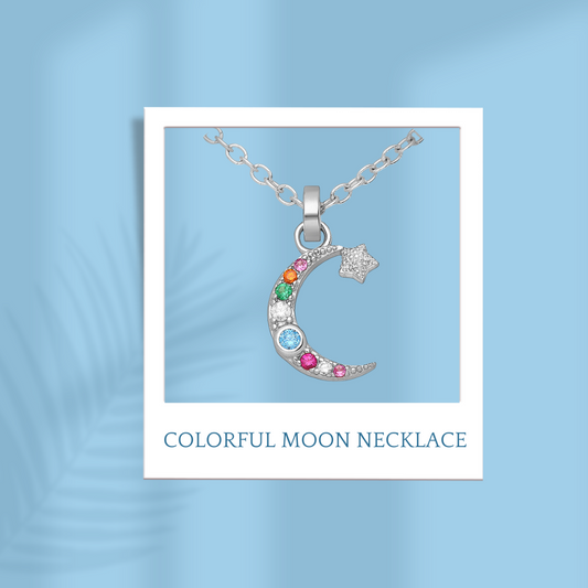 Sterling Silver Colorful Moon Necklace