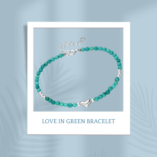 Sterling Silver Love In Green Bracelet