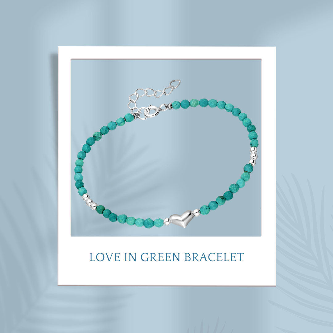 Sterling Silver Love In Green Bracelet