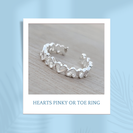 Sterling Silver Hearts Pinky & Toe Ring