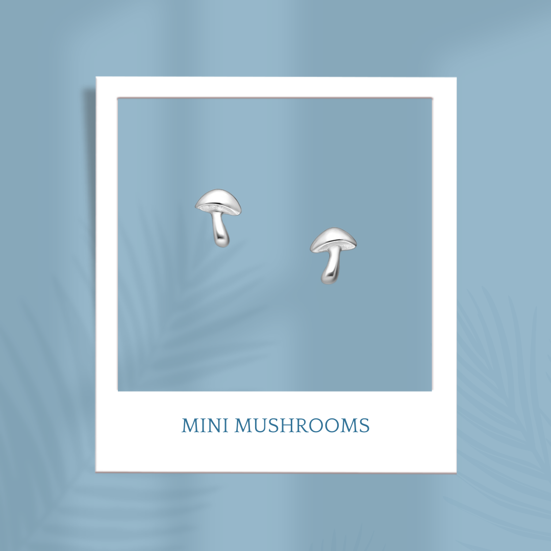 Sterling Silver Mini Mushrooms Earrings