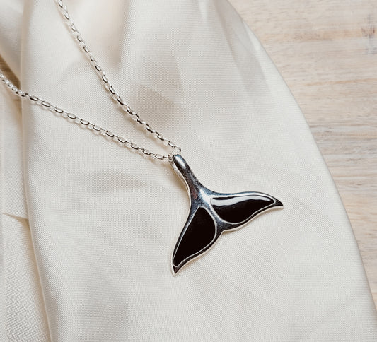 Sterling Silver Free Willy Whale Tail Necklace