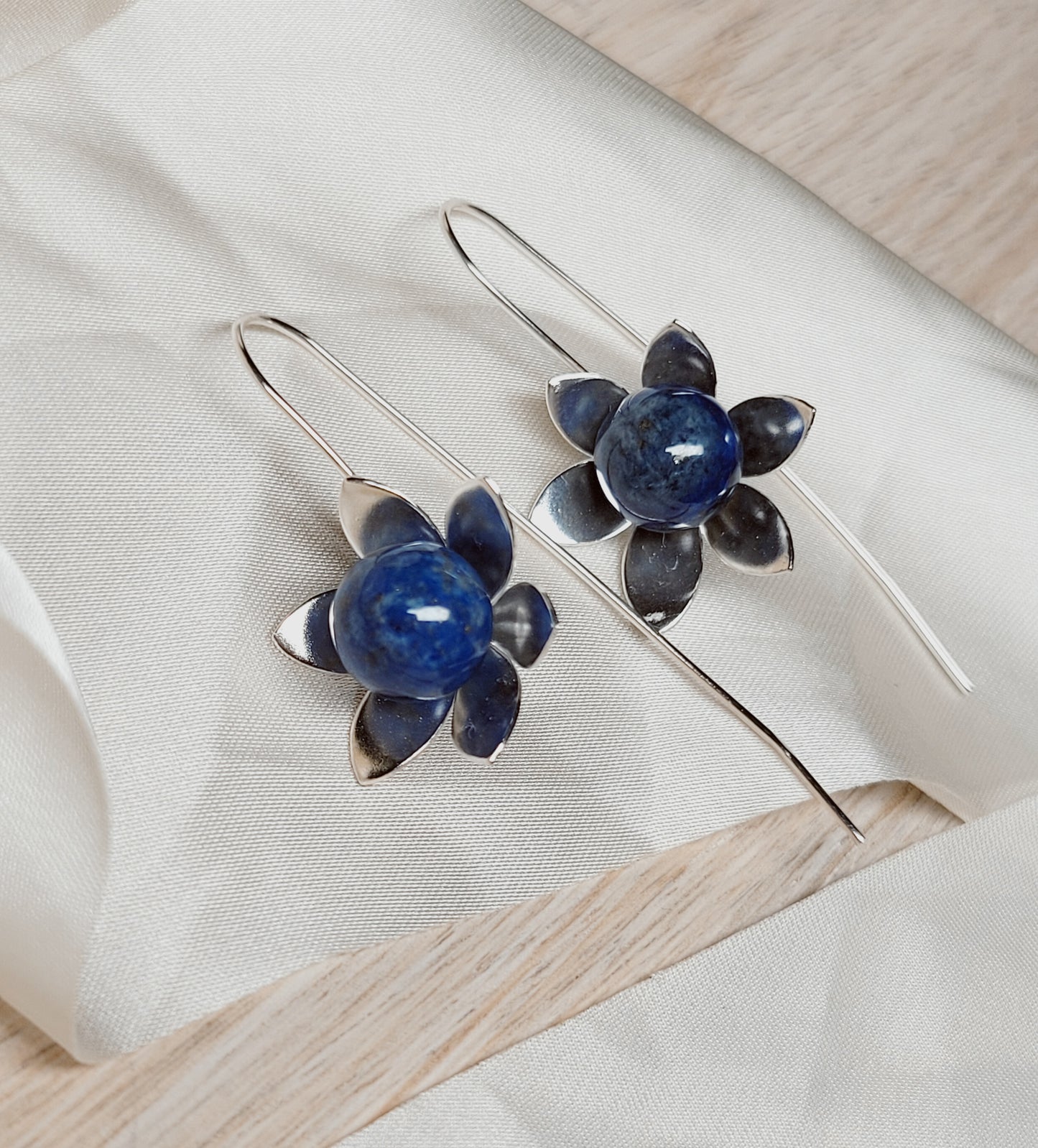 Sterling Silver  Flower Puff Earrings