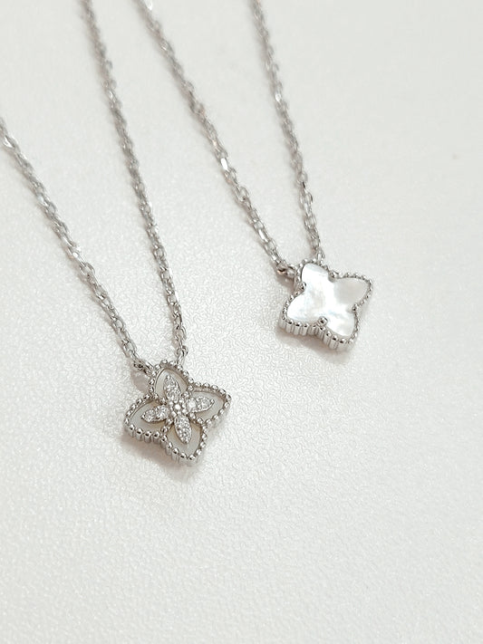 Sterling Silver Dazzling Clover Necklace