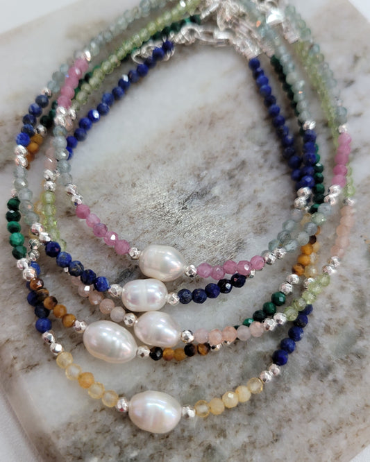 Sterling Silver Lyra Beaded Bracelet