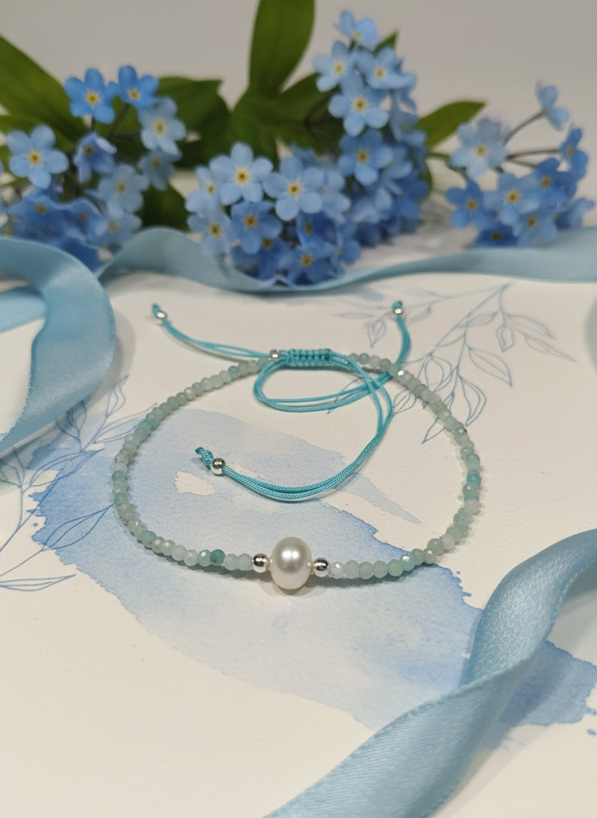 Sterling Silver Gemstones & Freshwater Pearl Bracelet