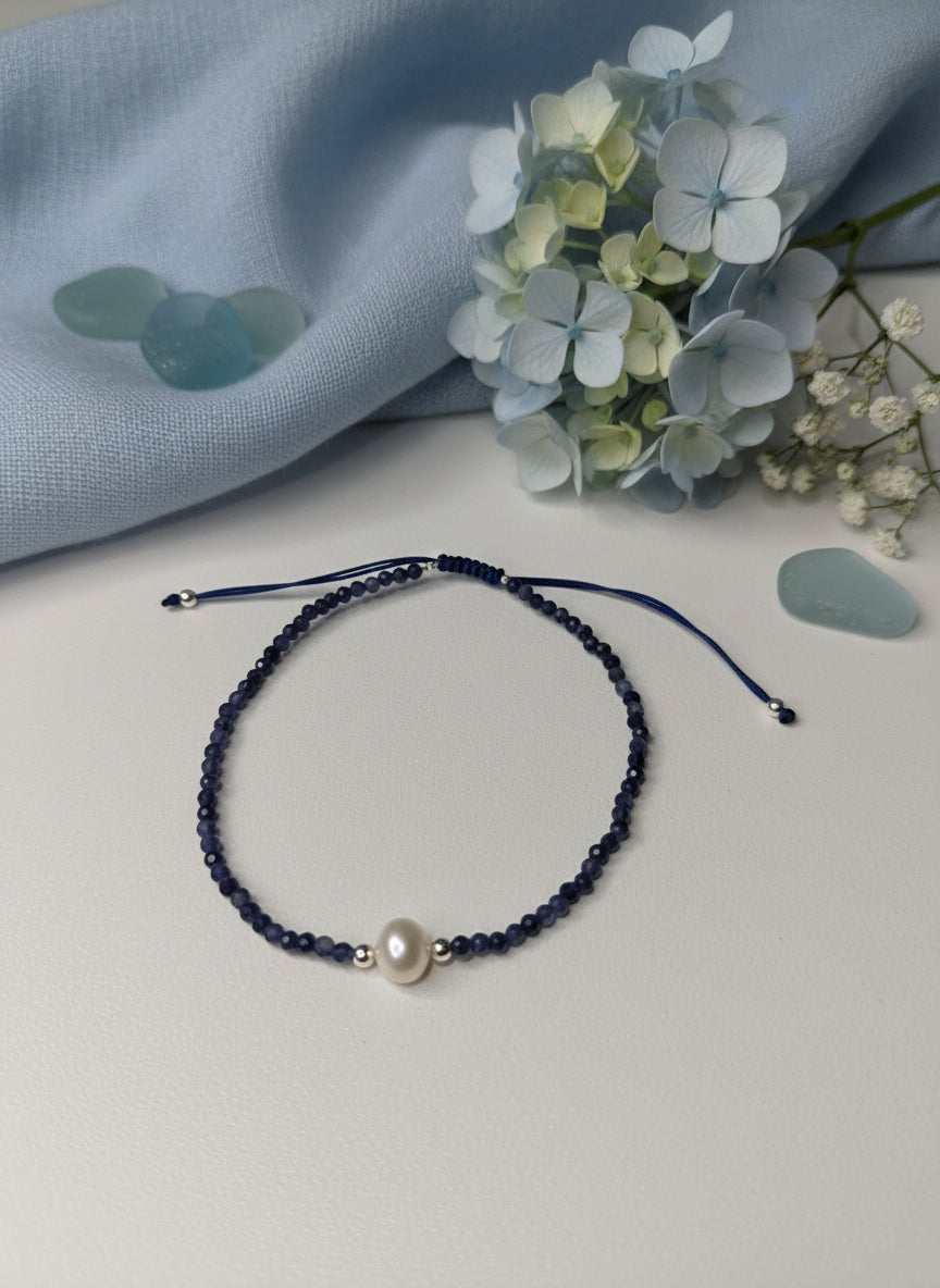 Sterling Silver Gemstones & Freshwater Pearl Bracelet