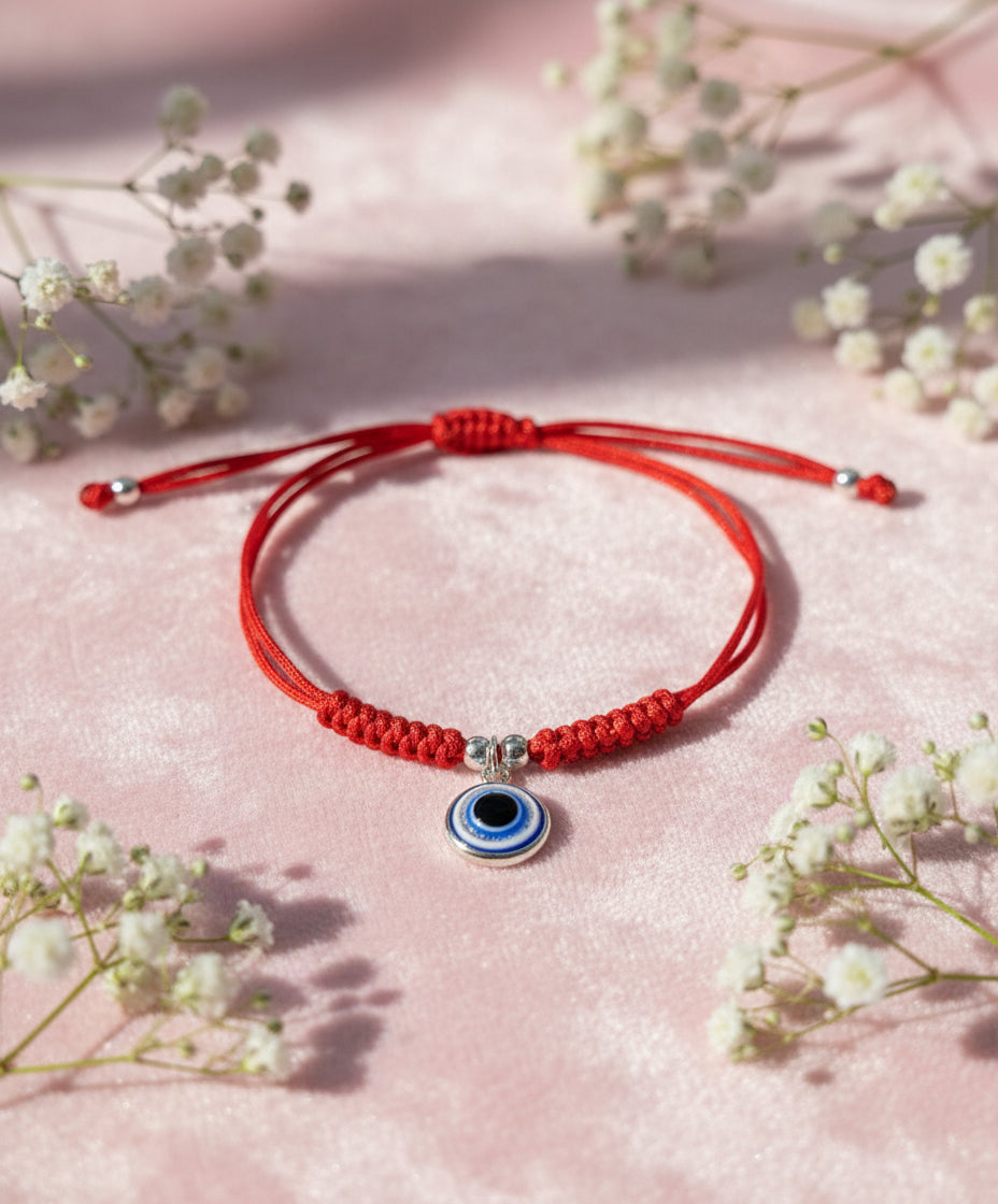 Sterling Silver Evil Eye Thread Bracelet