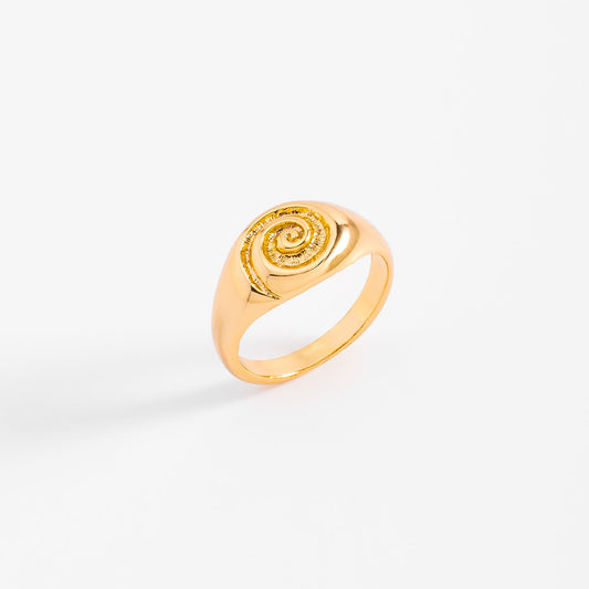 Engraved Spiral Golden Ring