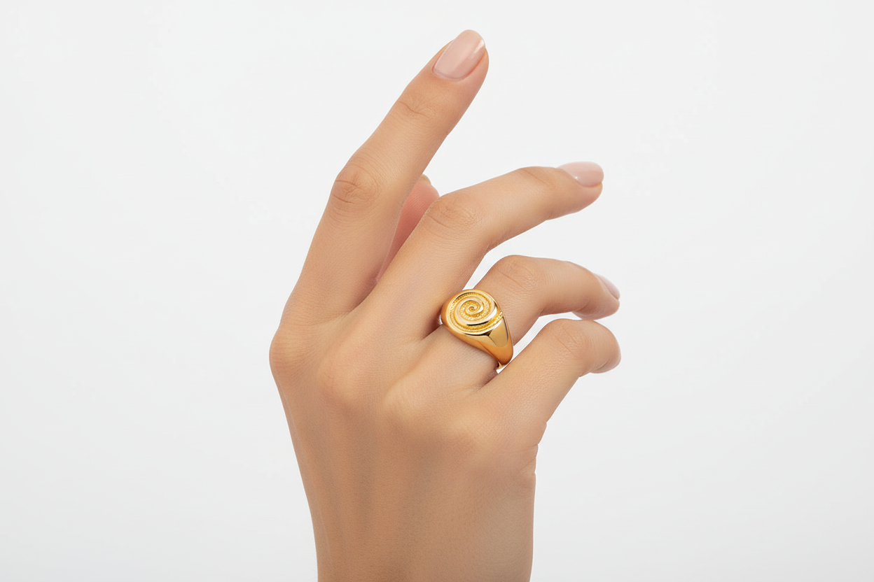 Engraved Spiral Golden Ring