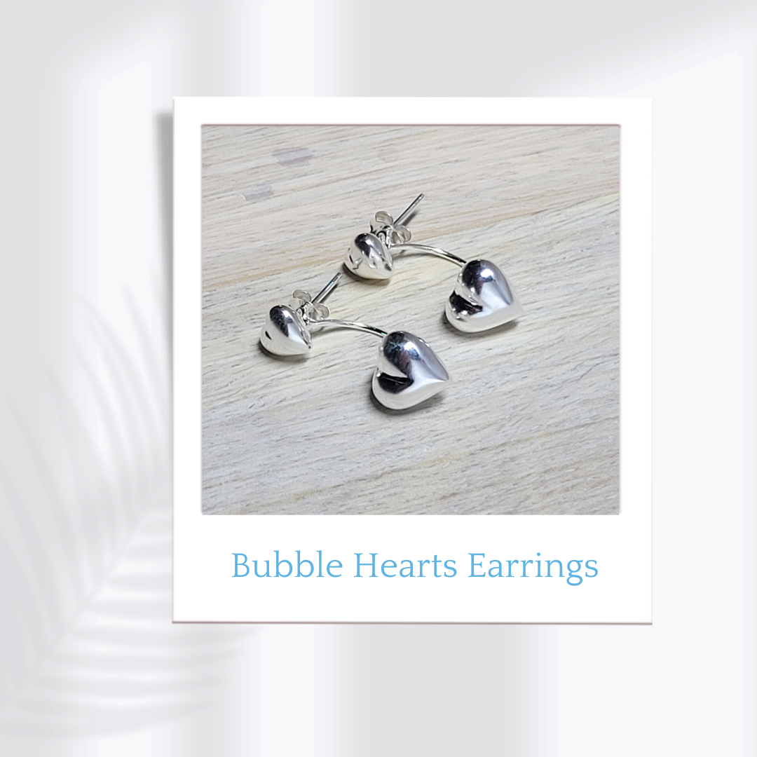 Sterling Silver Bubble Heart Earrings