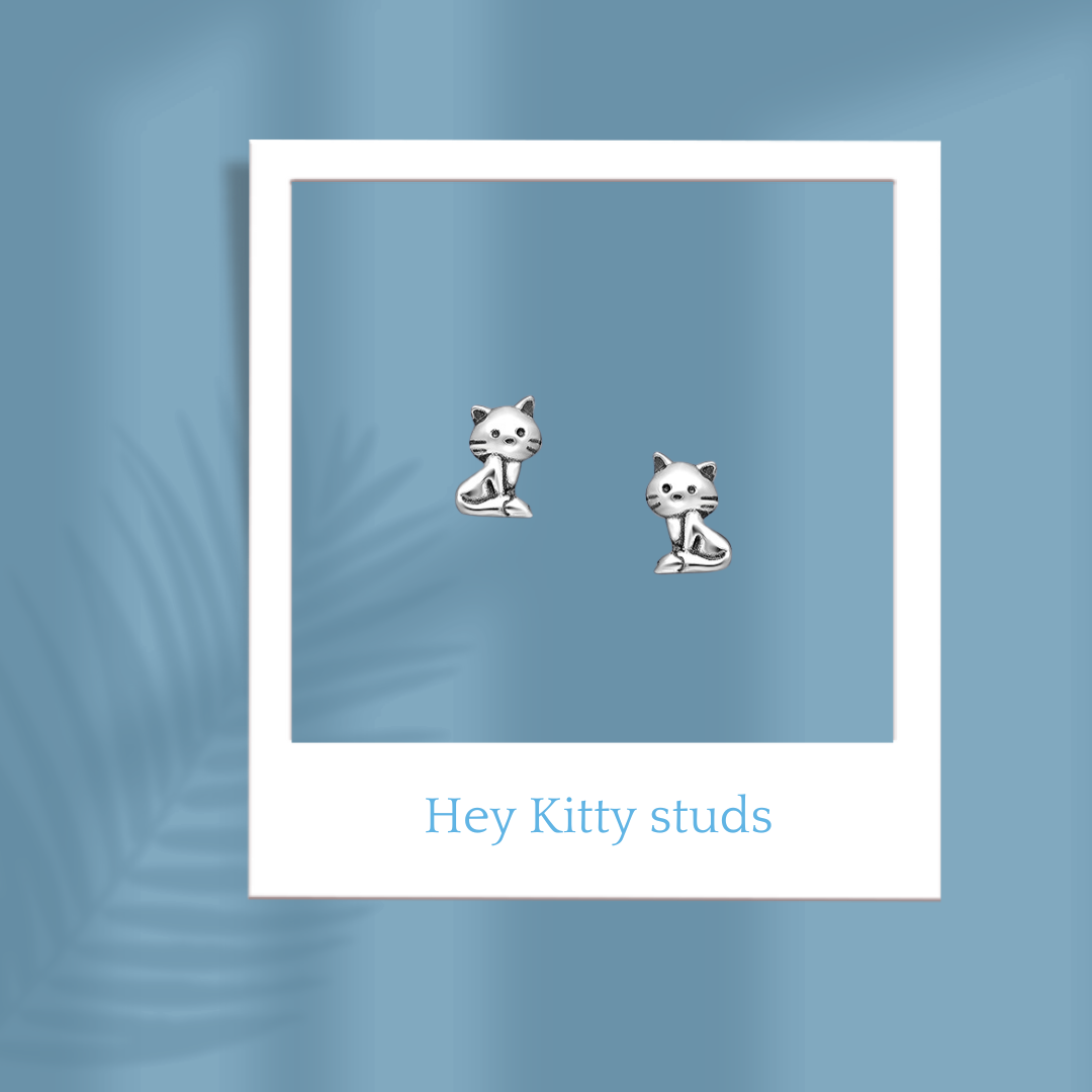 Sterling Silver Hey Kitty Earrings