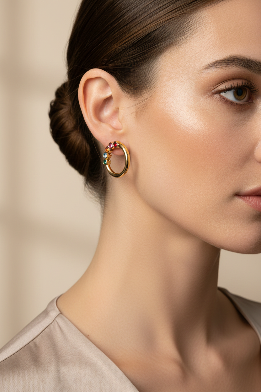 Colors in a Golden Halo Earrings