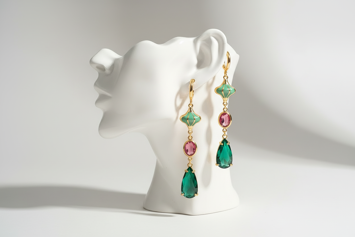 Pink & Green Martini Earrings