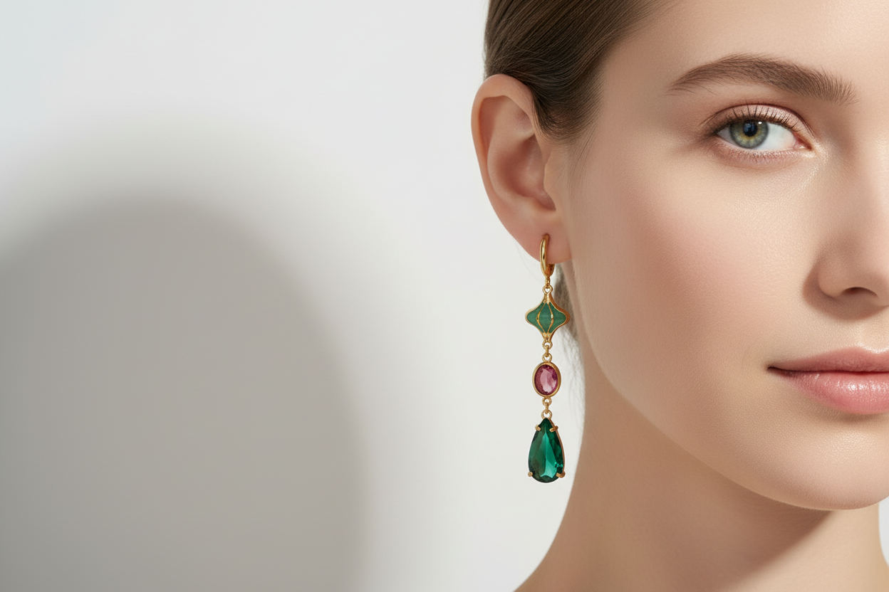 Pink & Green Martini Earrings