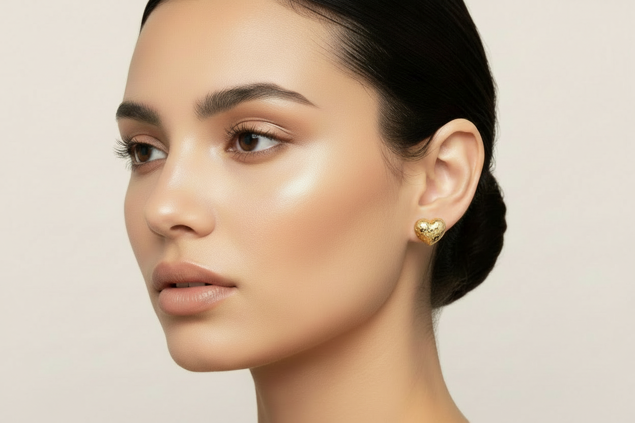 Golden  Bubble Hearts Earrings