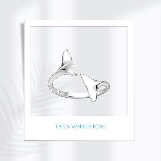 Sterling Silver Tails Whale Ring