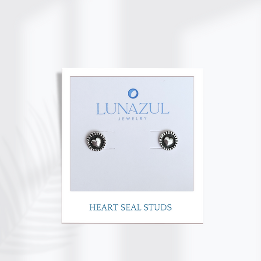 Sterling Silver Heart Seal Studs