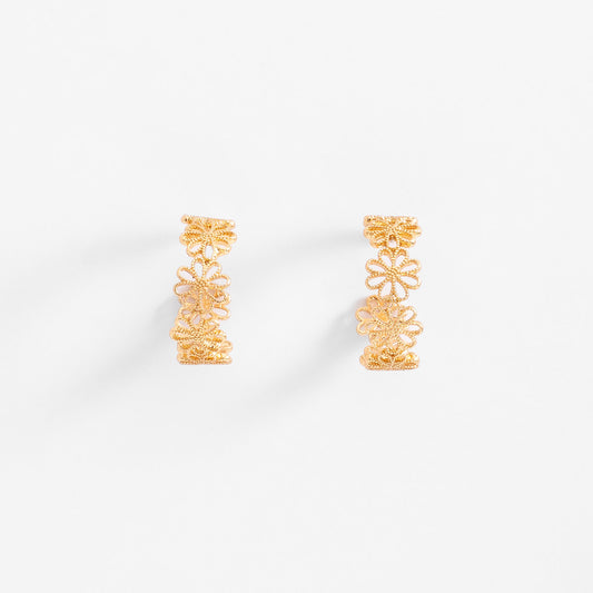 Floral Wreath Gold Hoops