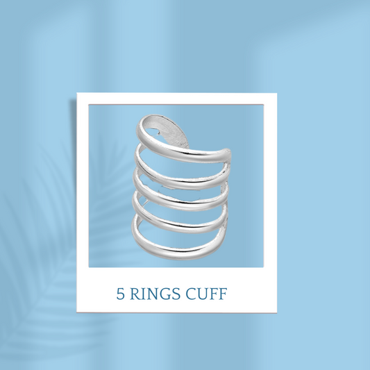 Sterling Silver Five Rings Cuff