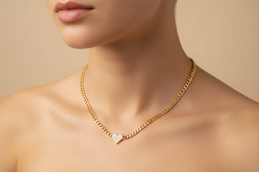 Chunky Chain with Heart Necklace